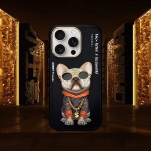 Nimmy 3D Embroidery Chain Swag Dog iPhone Case – Black